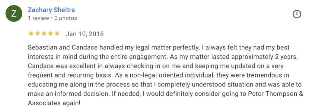 Zachary Sheltra Testimonial